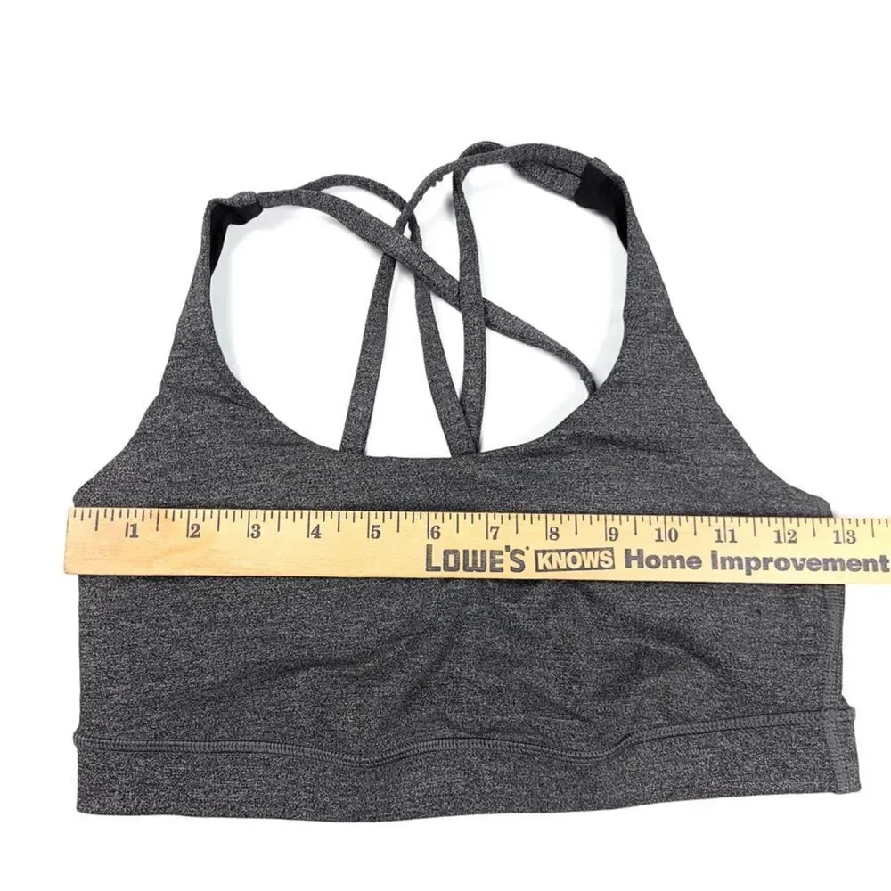 LULULEMON Energy Strappy Racerback Sports Bra Top in Heathered Black Gray Small